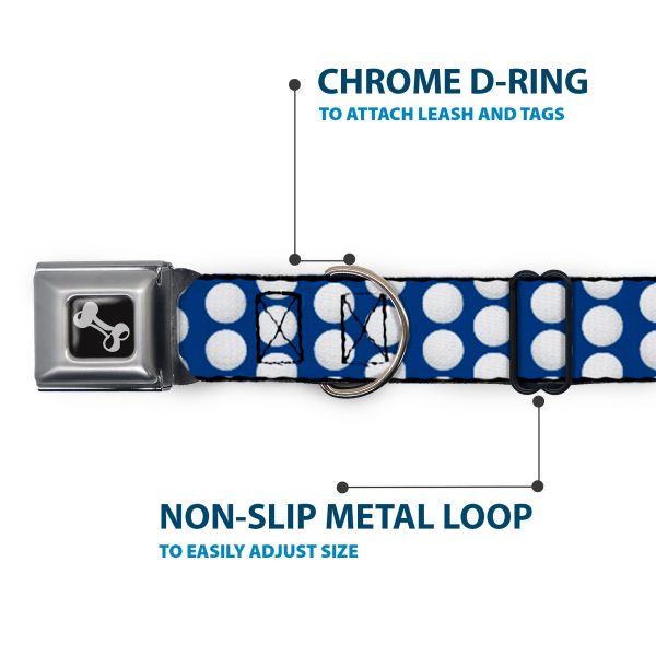 Dog Bone Black Silver Seatbelt Buckle Collar - Golf Balls Blue White Hot on Sale - Image 5