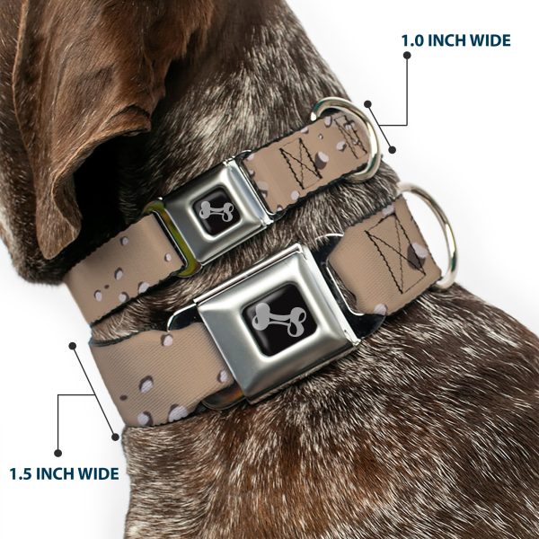 Dog Bone Black Silver Seatbelt Buckle Collar - Desert Camo Tans Browns For Sale - Image 2